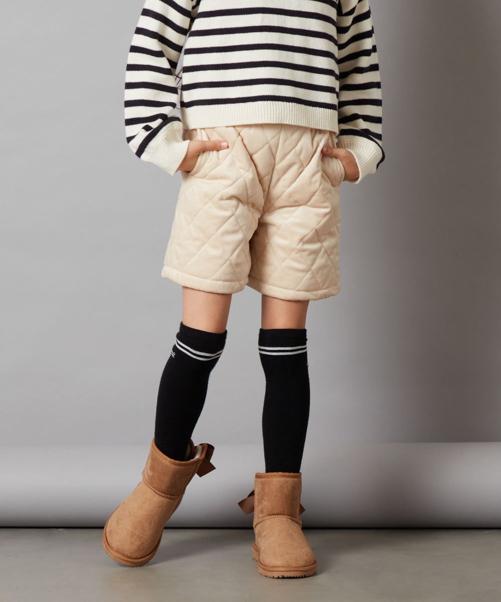 KJLLS61029 a.v.v KIDS(アー・ヴェ・ヴェ) [100-130]ベロアキルティングショートパンツ ブラック