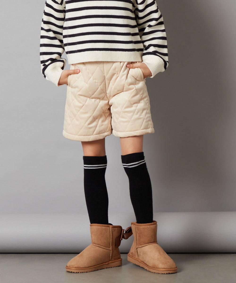 KJLLS61029 a.v.v KIDS(アー・ヴェ・ヴェ) [100-130]ベロアキルティングショートパンツ ブラック