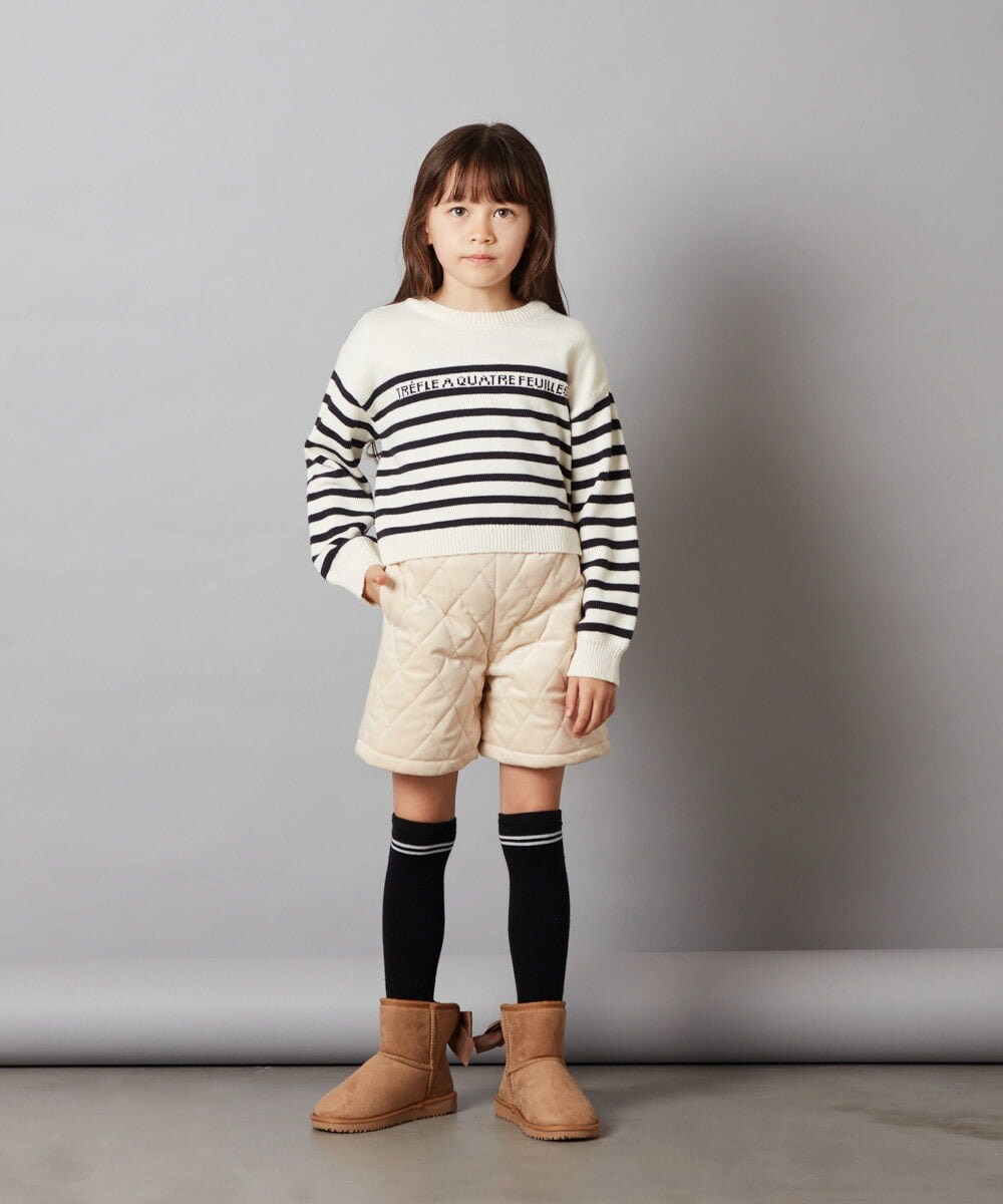 KJLLS61029 a.v.v KIDS(アー・ヴェ・ヴェ) [100-130]ベロアキルティングショートパンツ ブラック