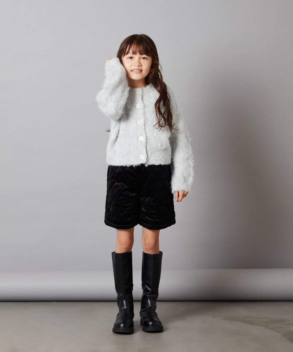 KJLLS61029 a.v.v KIDS(アー・ヴェ・ヴェ) [100-130]ベロアキルティングショートパンツ ブラック