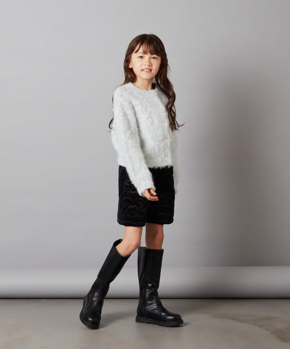 KJLLS61029 a.v.v KIDS(アー・ヴェ・ヴェ) [100-130]ベロアキルティングショートパンツ ブラック