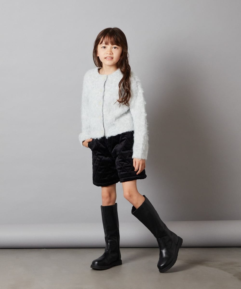 KJLLS61029 a.v.v KIDS(アー・ヴェ・ヴェ) [100-130]ベロアキルティングショートパンツ ブラック