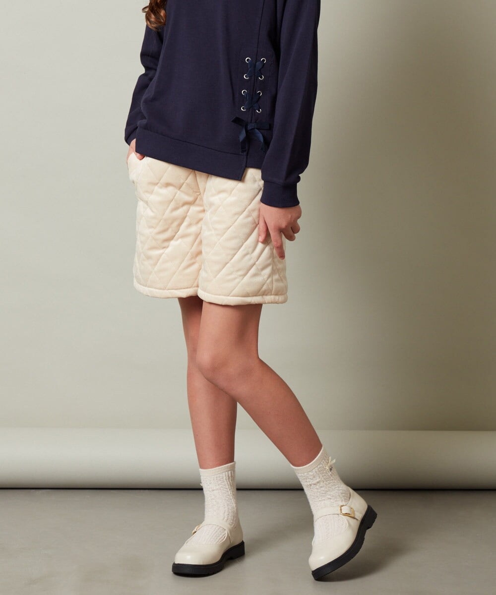 KJLLS61029 a.v.v KIDS(アー・ヴェ・ヴェ) [100-130]ベロアキルティングショートパンツ ブラック