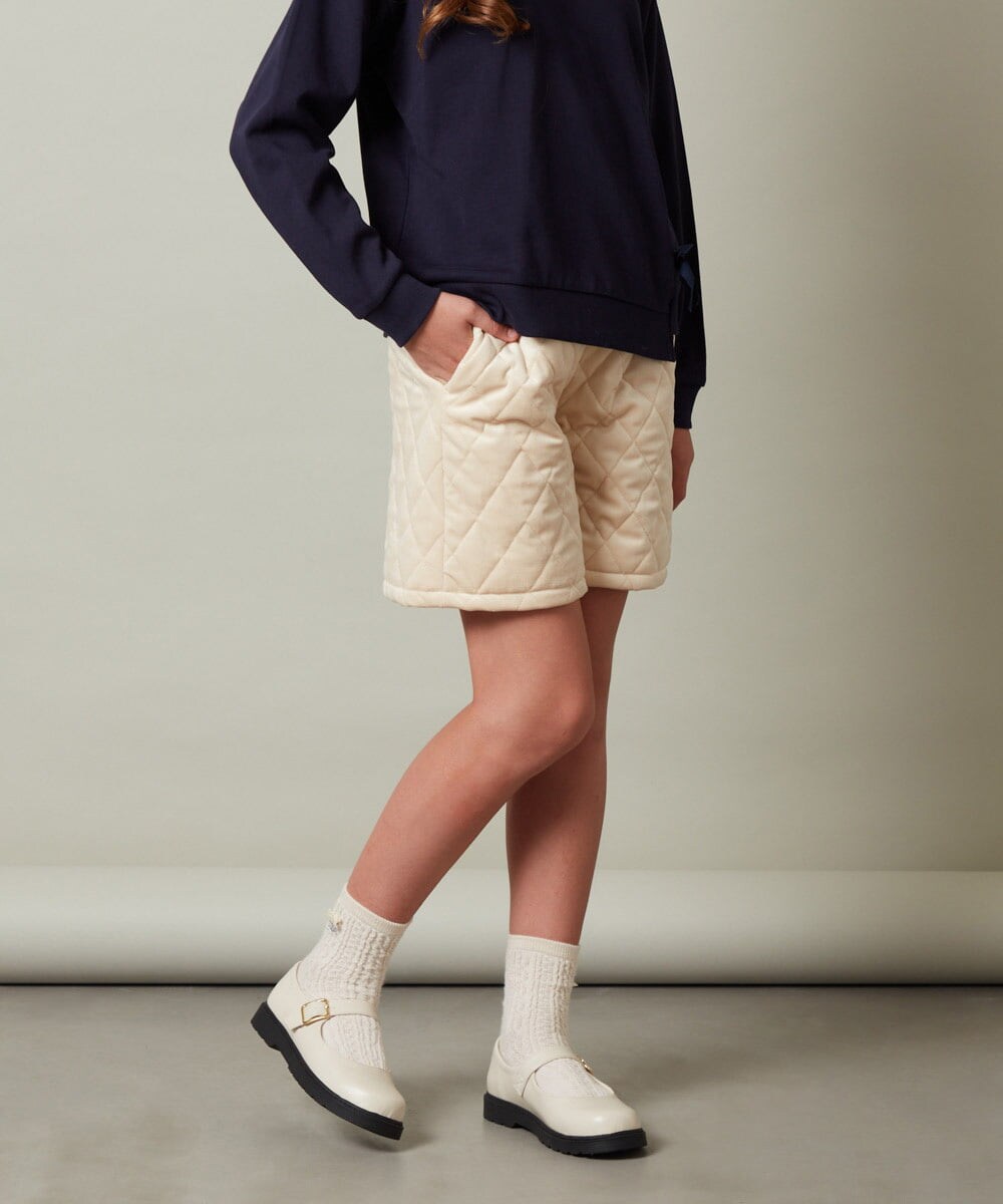 KJLLT61034 a.v.v KIDS(アー・ヴェ・ヴェ) [140-150]ベロアキルティングショートパンツ アイボリー