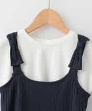 KJNFD40034 a.v.v KIDS(アー・ヴェ・ヴェ) [100-130]ワイドテレコキャミワンピースセット[WEB限定サイズ] ネイビー