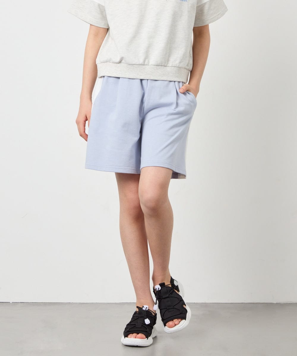 KJNFD55074 a.v.v KIDS(アー・ヴェ・ヴェ) [130-160]配色セーラーカラー裏毛セットアップ ライトブルー