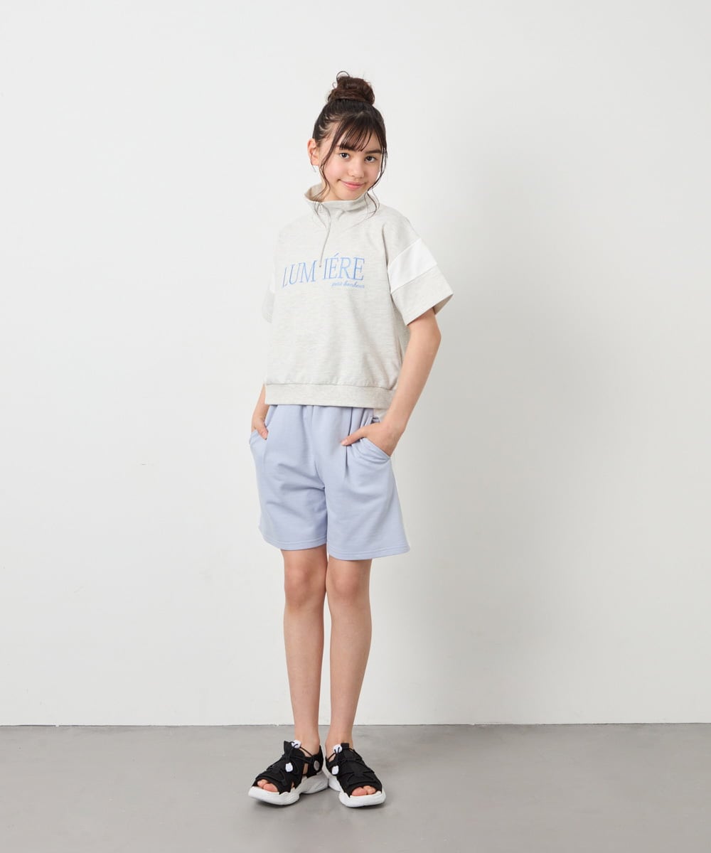 KJNFD55074 a.v.v KIDS(アー・ヴェ・ヴェ) [130-160]配色セーラーカラー裏毛セットアップ ライトブルー