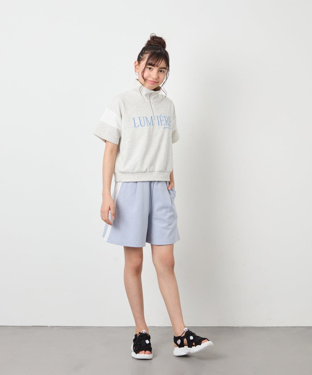 KJNFD55074 a.v.v KIDS(アー・ヴェ・ヴェ) [130-160]配色セーラーカラー裏毛セットアップ ライトブルー