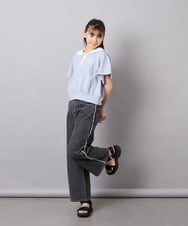 KJNFD55074 a.v.v KIDS(アー・ヴェ・ヴェ) [130-160]配色セーラーカラー裏毛セットアップ ライトブルー