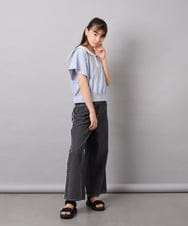 KJNFD55074 a.v.v KIDS(アー・ヴェ・ヴェ) [130-160]配色セーラーカラー裏毛セットアップ ライトブルー