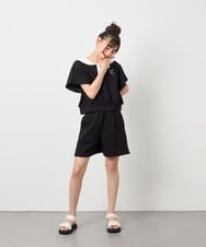 KJNFD55074 a.v.v KIDS(アー・ヴェ・ヴェ) [130-160]配色セーラーカラー裏毛セットアップ ブラック