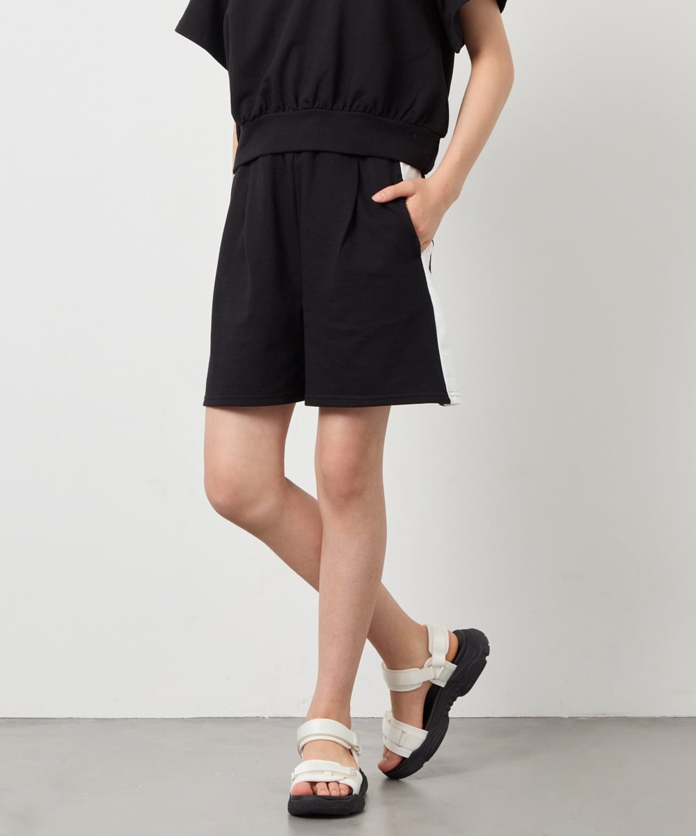 KJNFD55074 a.v.v KIDS(アー・ヴェ・ヴェ) [130-160]配色セーラーカラー裏毛セットアップ ブラック