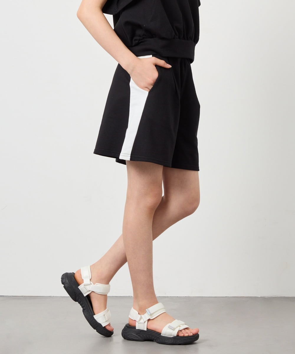 KJNFD55074 a.v.v KIDS(アー・ヴェ・ヴェ) [130-160]配色セーラーカラー裏毛セットアップ ブラック