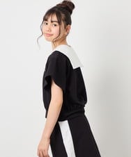 KJNFD55074 a.v.v KIDS(アー・ヴェ・ヴェ) [130-160]配色セーラーカラー裏毛セットアップ ブラック