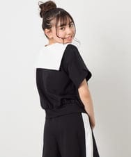 KJNFD55074 a.v.v KIDS(アー・ヴェ・ヴェ) [130-160]配色セーラーカラー裏毛セットアップ ブラック