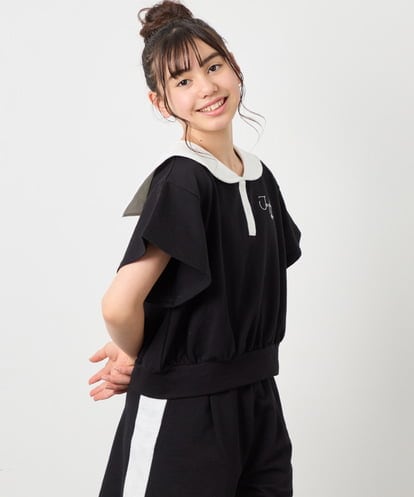 KJNFD55074 a.v.v KIDS [130-160]配色セーラーカラー裏毛セットアップ