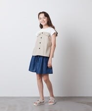 KJNFS40049 a.v.v KIDS(アー・ヴェ・ヴェ) [100-130]【2点セット】ドッキングトップス＆キュロット ライトブルー