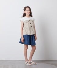 KJNFS40049 a.v.v KIDS(アー・ヴェ・ヴェ) [100-130]【2点セット】ドッキングトップス＆キュロット ライトブルー