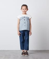 KJNFS40049 a.v.v KIDS(アー・ヴェ・ヴェ) [100-130]【2点セット】ドッキングトップス＆キュロット ライトブルー