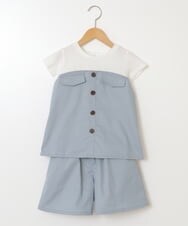 KJNFS40049 a.v.v KIDS(アー・ヴェ・ヴェ) [100-130]【2点セット】ドッキングトップス＆キュロット ライトブルー