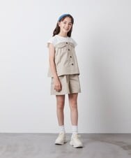 KJNFS40049 a.v.v KIDS(アー・ヴェ・ヴェ) [100-130]【2点セット】ドッキングトップス＆キュロット ライトブルー