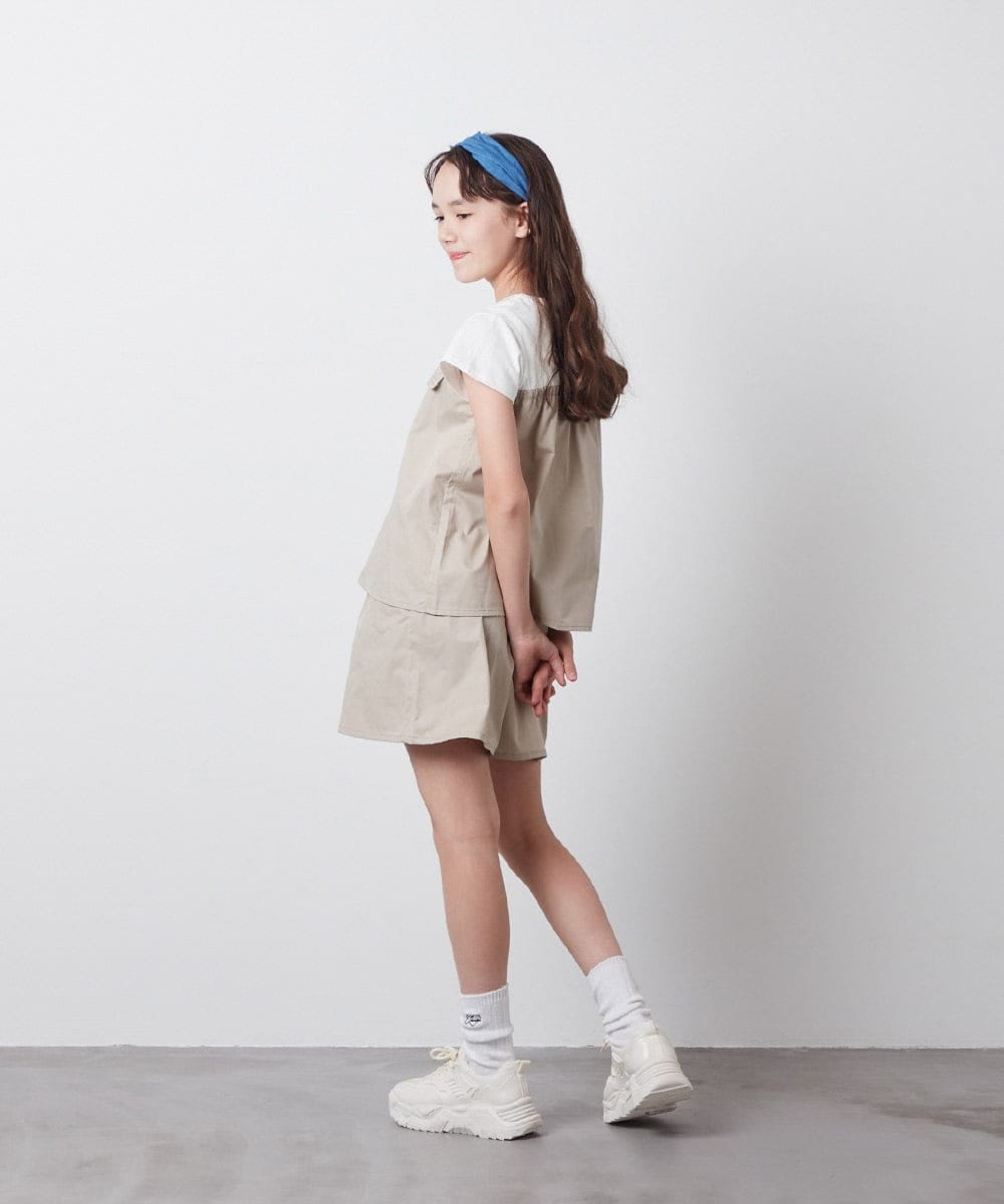 KJNFS40049 a.v.v KIDS(アー・ヴェ・ヴェ) [100-130]【2点セット】ドッキングトップス＆キュロット ライトブルー