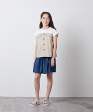 KJNFS40049 a.v.v KIDS(アー・ヴェ・ヴェ) [100-130]【2点セット】ドッキングトップス＆キュロット ライトブルー