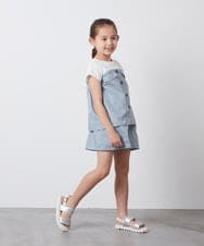 KJNFS40049 a.v.v KIDS(アー・ヴェ・ヴェ) [100-130]【2点セット】ドッキングトップス＆キュロット ライトブルー