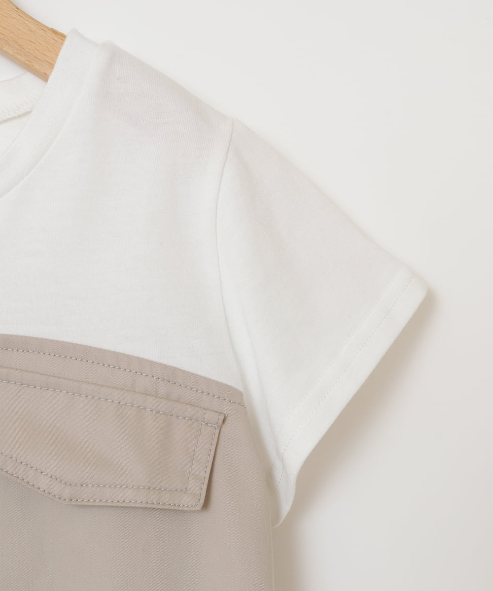 KJNFS40049 a.v.v KIDS(アー・ヴェ・ヴェ) [100-130]【2点セット】ドッキングトップス＆キュロット ベージュ