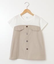 KJNFS40049 a.v.v KIDS(アー・ヴェ・ヴェ) [100-130]【2点セット】ドッキングトップス＆キュロット ベージュ