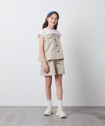 100-130]【2点セット】ドッキングトップス＆キュロット(その他の