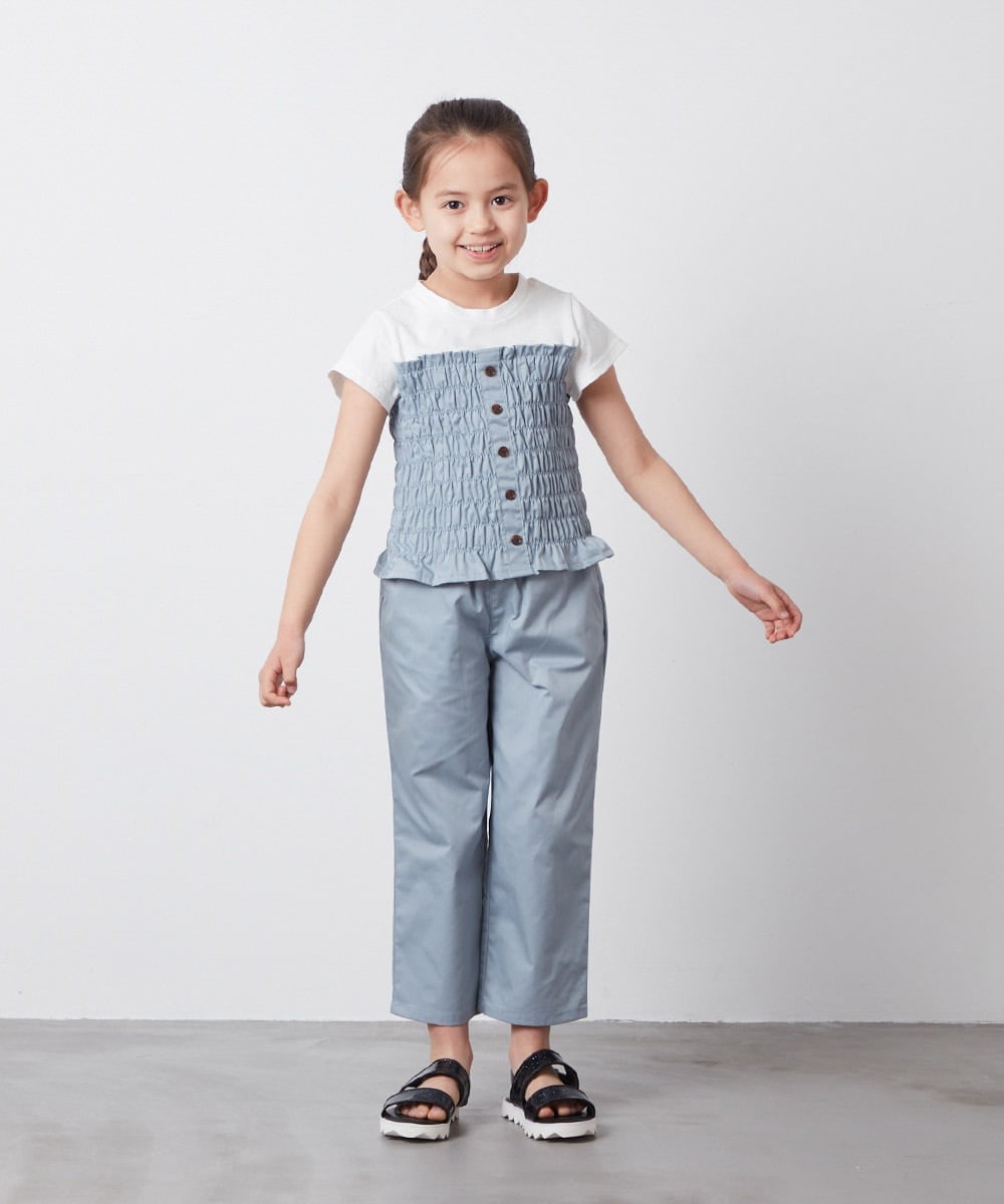KJNFT41055 a.v.v KIDS(アー・ヴェ・ヴェ) [140-150]【2点セット】シャーリングトップス＆テーパードパンツ ダークグレー