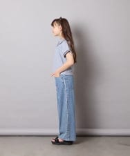 KJNGD60069 a.v.v KIDS(アー・ヴェ・ヴェ) [130-160]【冷感】セーラーカラー配色ラインセットアップ グレー