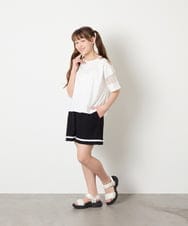 KJNGD60069 a.v.v KIDS(アー・ヴェ・ヴェ) [130-160]【冷感】セーラーカラー配色ラインセットアップ ブラック