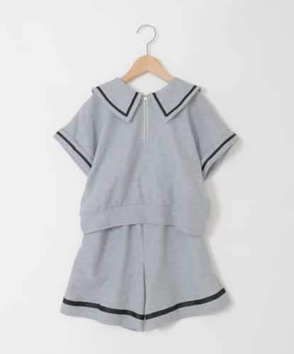 KJNGD60069 a.v.v KIDS [130-160]【冷感/セットアップ】セーラーカラー配色ラインセットアップ