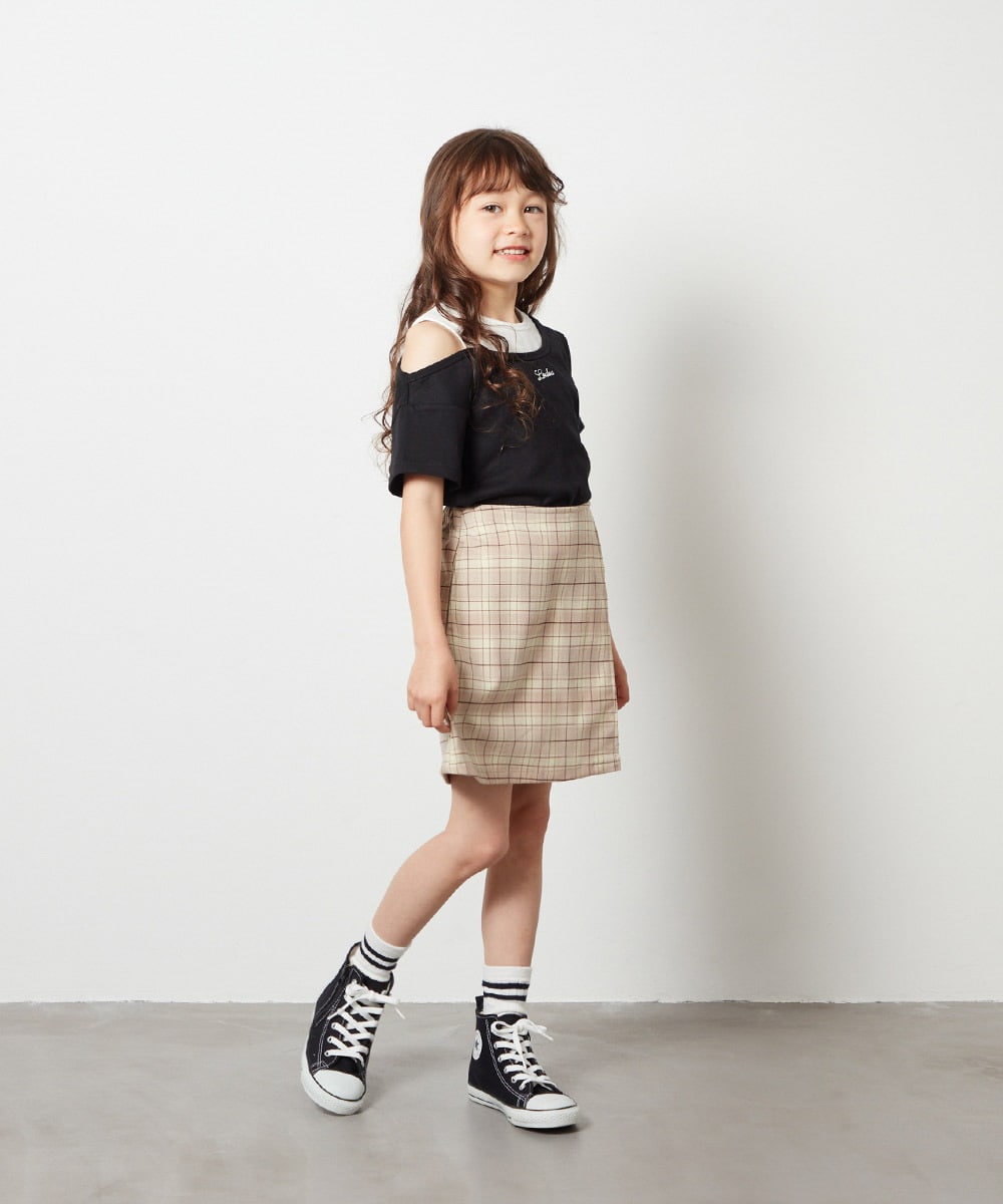 KJNGS02049 a.v.v KIDS(アー・ヴェ・ヴェ) [110-130]【2点セット】トップス＆スカパン ベージュ