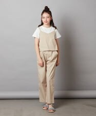 KJNGW01054 a.v.v KIDS(アー・ヴェ・ヴェ) 【ジュニア】[140-150]【2点セット】キャミドッキングTシャツ＆パンツセットアップ ベージュ