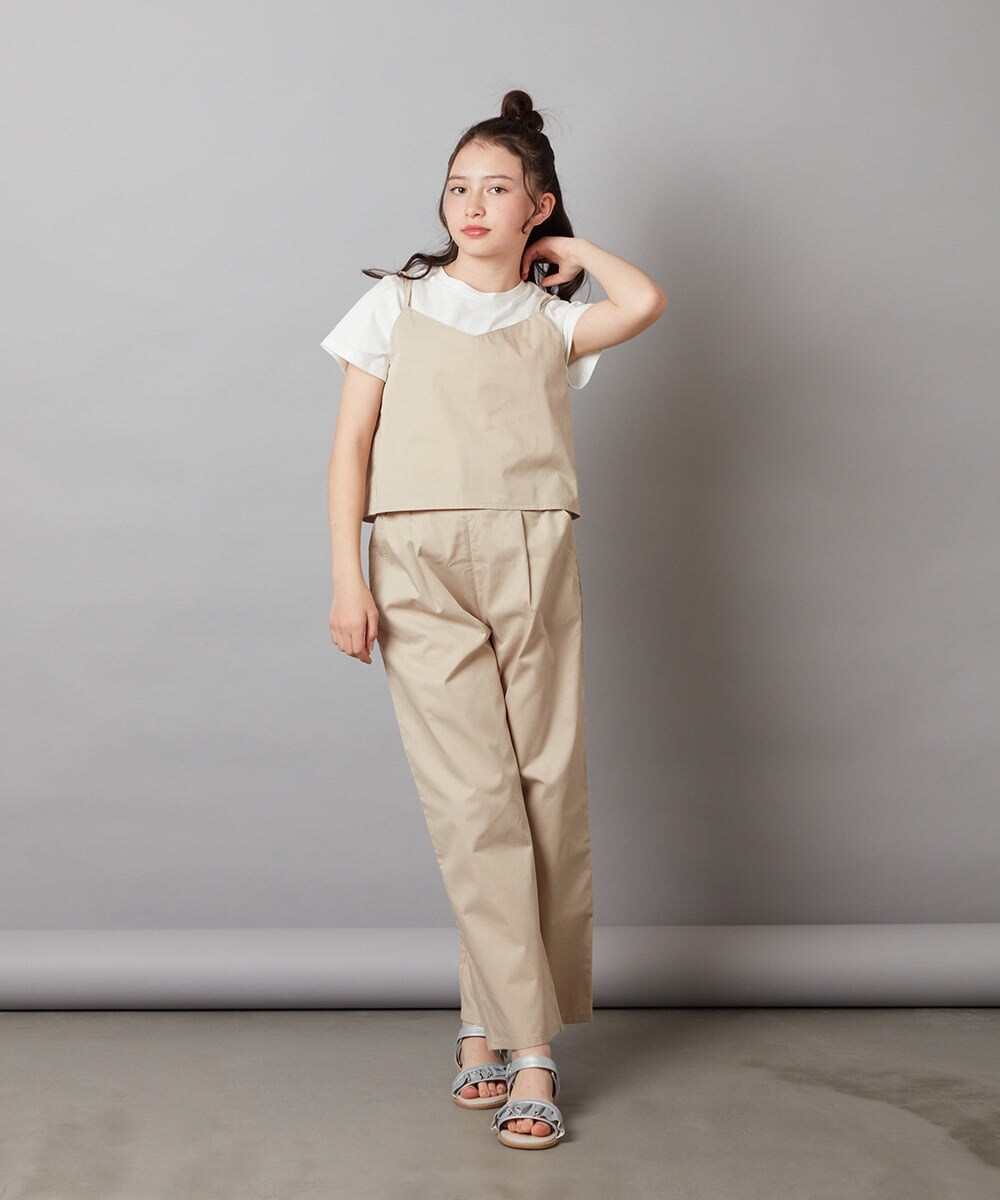 KJNGW01054 a.v.v KIDS(アー・ヴェ・ヴェ) 【ジュニア】[140-150]【2点セット】キャミドッキングTシャツ＆パンツセットアップ ベージュ