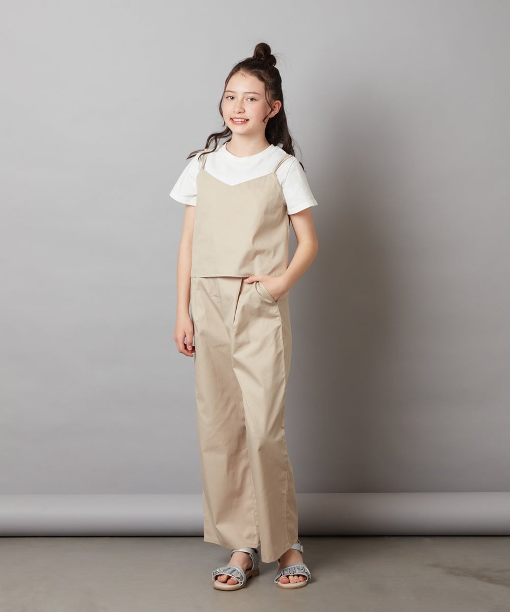 KJNGW01054 a.v.v KIDS(アー・ヴェ・ヴェ) 【ジュニア】[140-150]【2点セット】キャミドッキングTシャツ＆パンツセットアップ ベージュ