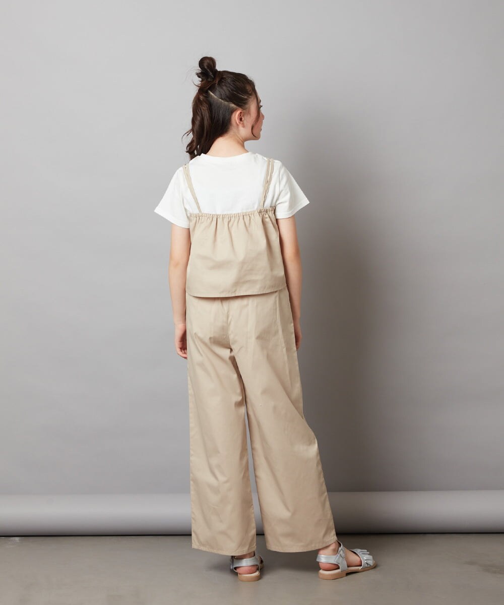 KJNGW01054 a.v.v KIDS(アー・ヴェ・ヴェ) 【ジュニア】[140-150]【2点セット】キャミドッキングTシャツ＆パンツセットアップ ベージュ