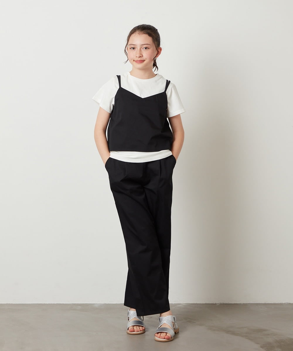 KJNGW01054 a.v.v KIDS(アー・ヴェ・ヴェ) 【ジュニア】[140-150]【2点セット】キャミドッキングTシャツ＆パンツセットアップ ベージュ