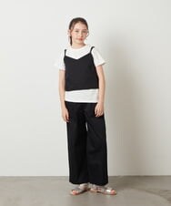 KJNGW01054 a.v.v KIDS(アー・ヴェ・ヴェ) 【ジュニア】[140-150]【2点セット】キャミドッキングTシャツ＆パンツセットアップ ベージュ