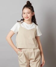 KJNGW01054 a.v.v KIDS(アー・ヴェ・ヴェ) 【ジュニア】[140-150]【2点セット】キャミドッキングTシャツ＆パンツセットアップ ベージュ