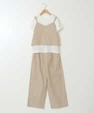 KJNGW01054 a.v.v KIDS(アー・ヴェ・ヴェ) 【ジュニア】[140-150]【2点セット】キャミドッキングTシャツ＆パンツセットアップ ベージュ