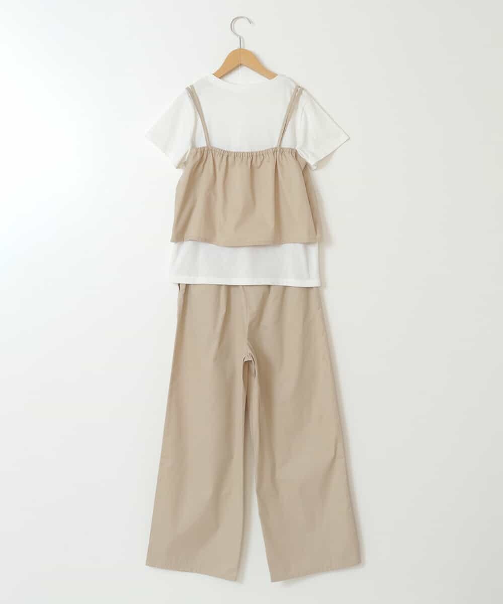 KJNGW01054 a.v.v KIDS(アー・ヴェ・ヴェ) 【ジュニア】[140-150]【2点セット】キャミドッキングTシャツ＆パンツセットアップ ベージュ