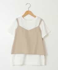 KJNGW01054 a.v.v KIDS(アー・ヴェ・ヴェ) 【ジュニア】[140-150]【2点セット】キャミドッキングTシャツ＆パンツセットアップ ベージュ
