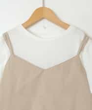 KJNGW01054 a.v.v KIDS(アー・ヴェ・ヴェ) 【ジュニア】[140-150]【2点セット】キャミドッキングTシャツ＆パンツセットアップ ベージュ