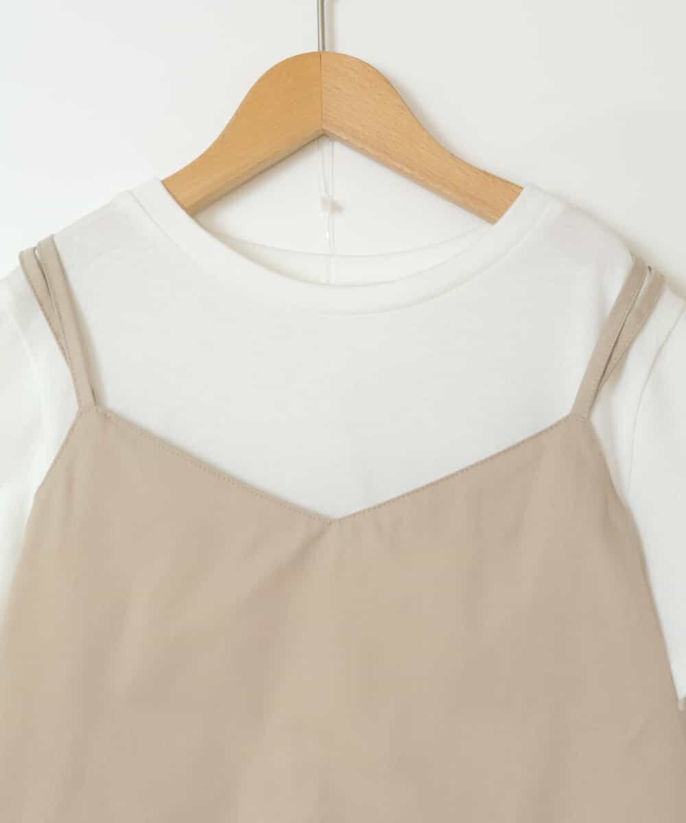 KJNGW01054 a.v.v KIDS(アー・ヴェ・ヴェ) 【ジュニア】[140-150]【2点セット】キャミドッキングTシャツ＆パンツセットアップ ベージュ