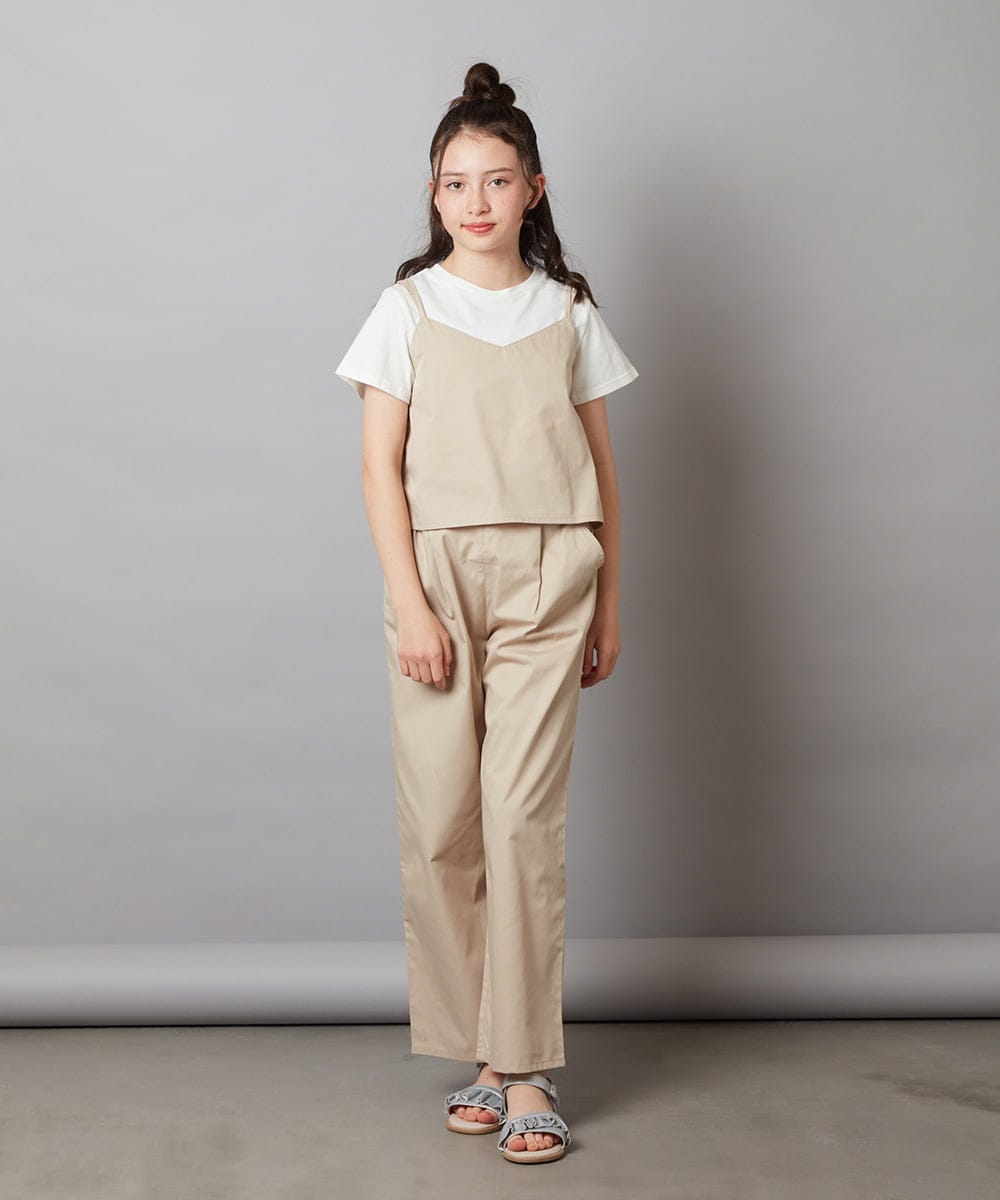 KJNGX01059 a.v.v KIDS(アー・ヴェ・ヴェ) 【ジュニア】[160]【2点セット】キャミドッキングTシャツ＆パンツセットアップ ブラック