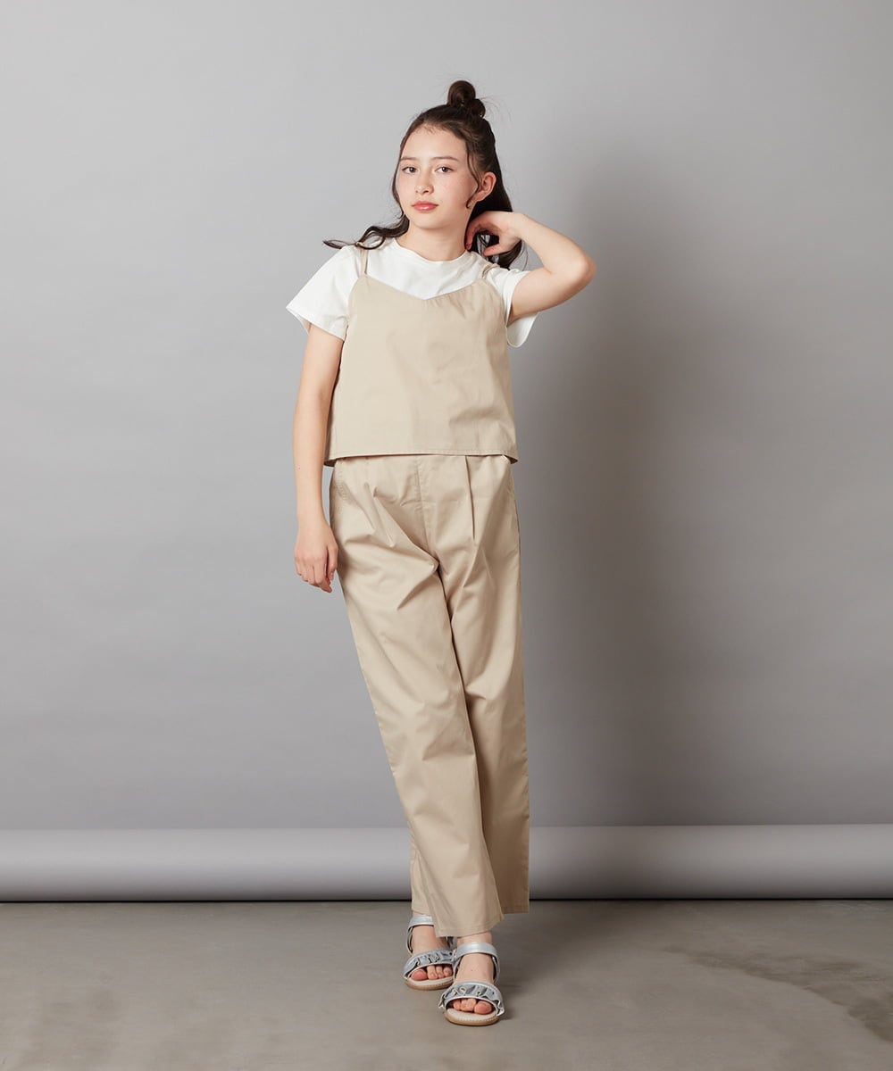 KJNGX01059 a.v.v KIDS(アー・ヴェ・ヴェ) 【ジュニア】[160]【2点セット】キャミドッキングTシャツ＆パンツセットアップ ブラック